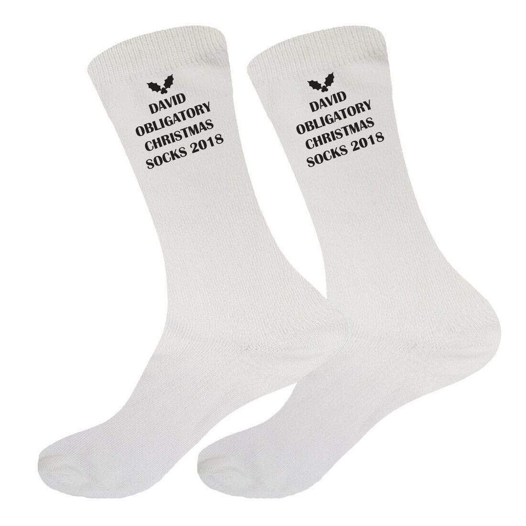 Mens Personalised Funny Christmas Socks Name Sizes 6-11,10-13 Big Foot