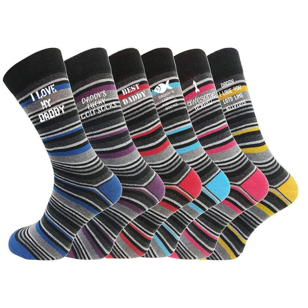 Personalised Men's Daddy Dad Lucky Golf Socks Gift Present Sizes 6-11 Stripes