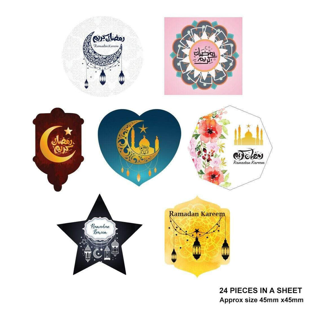 Ramadan Kareem Fasting Celebration Stickers Gift Bags Bottles Partys 12 OR 24 S3