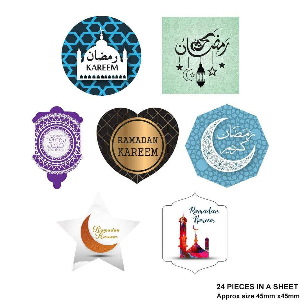 Ramadan Kareem Fasting Celebration Stickers Gift Bags Bottles Partys 12 OR 24 S3