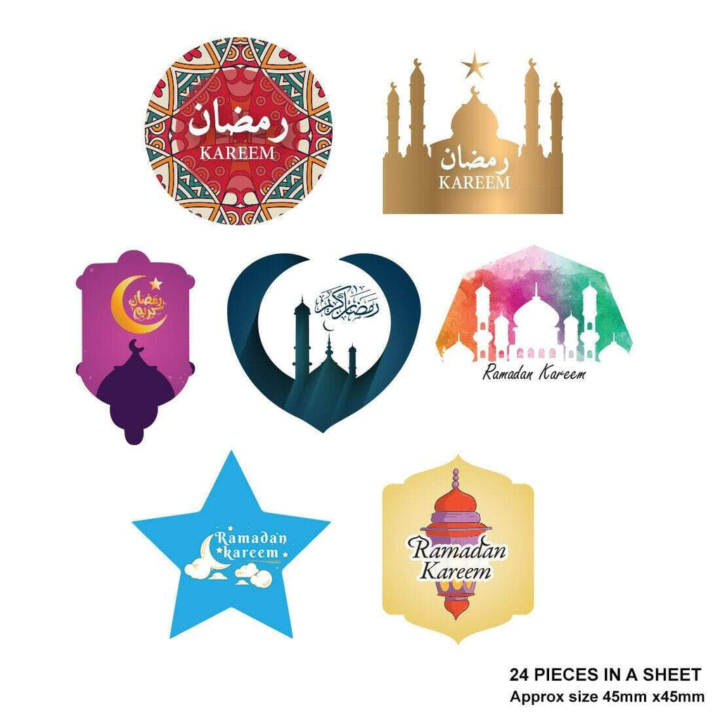 Ramadan Kareem Fasting Celebration Stickers Gift Bags Bottles Partys 12 OR 24 S3