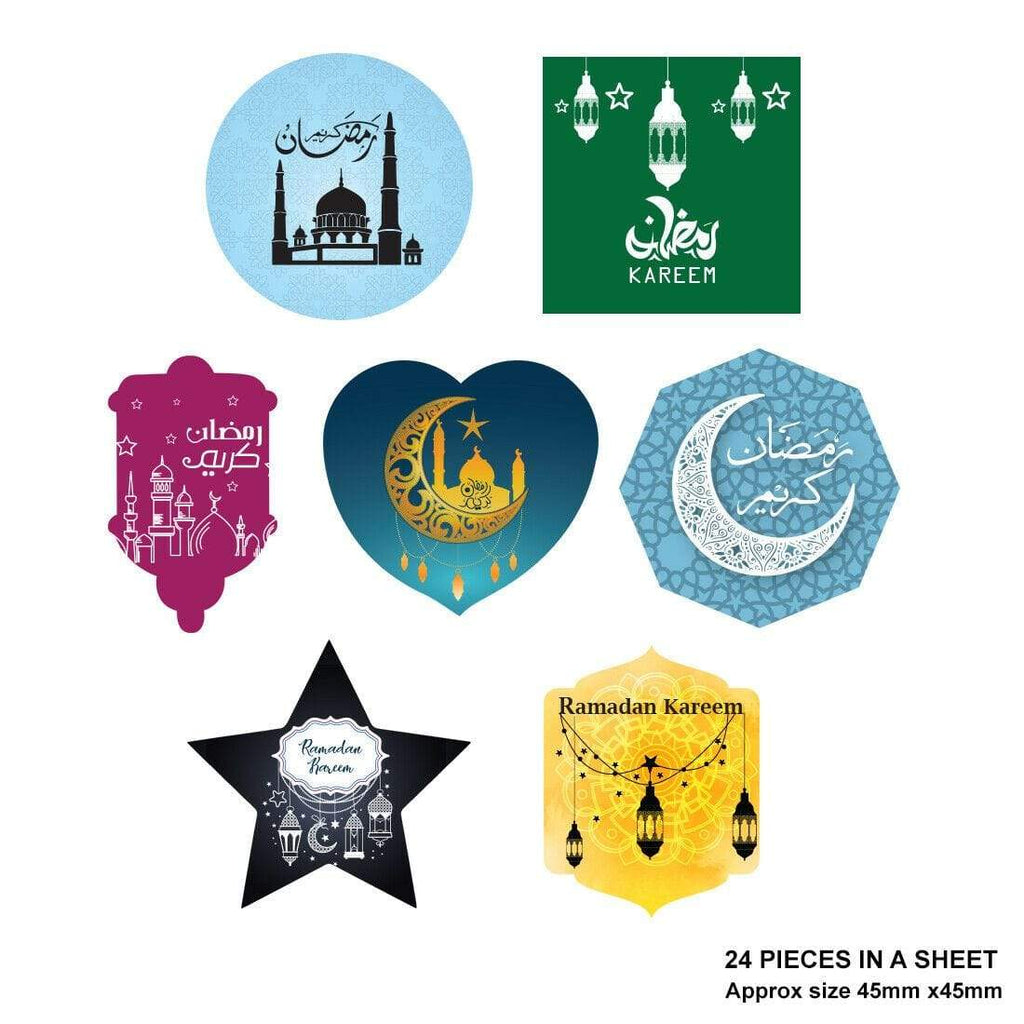 Ramadan Kareem Fasting Celebration Stickers Gift Bags Bottles Partys 12 OR 24 S3