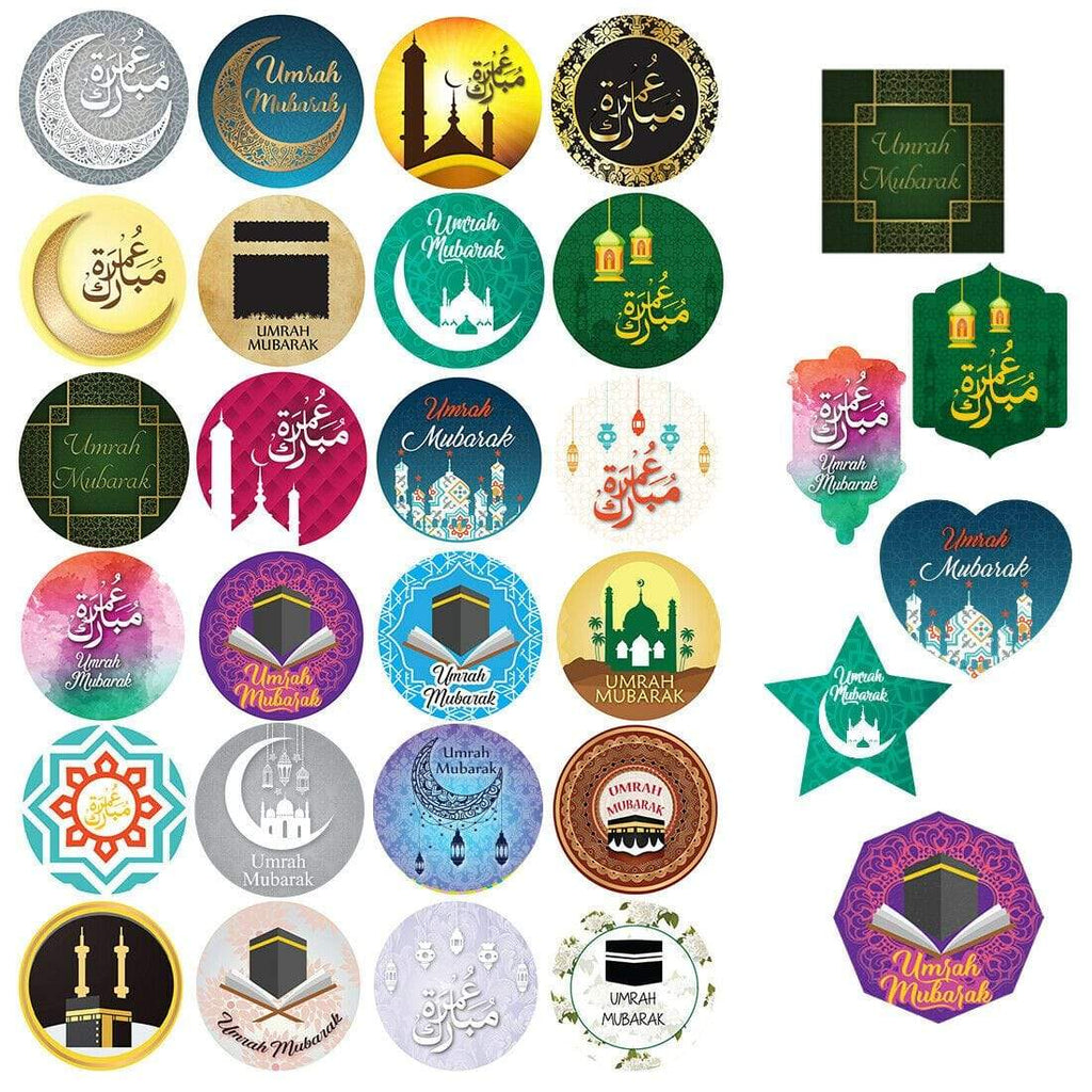 Umrah Hajj Mubarak Celebration Stickers Gift Bags Bottles Partys 12 OR 24 S-1