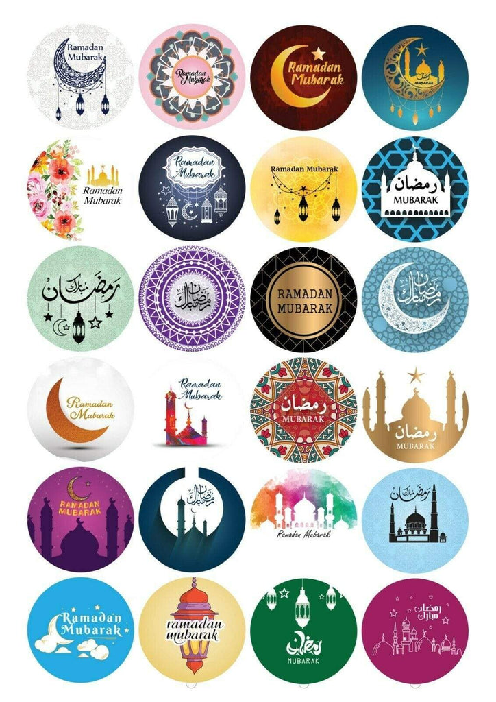 Ramadan Mubarak Celebration Stickers Gift Bags Bottles Partys 12 OR 24 S-2