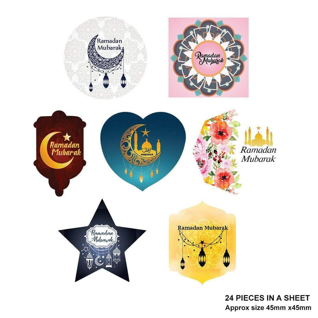 Ramadan Mubarak Celebration Stickers Gift Bags Bottles Partys 12 OR 24 S-2