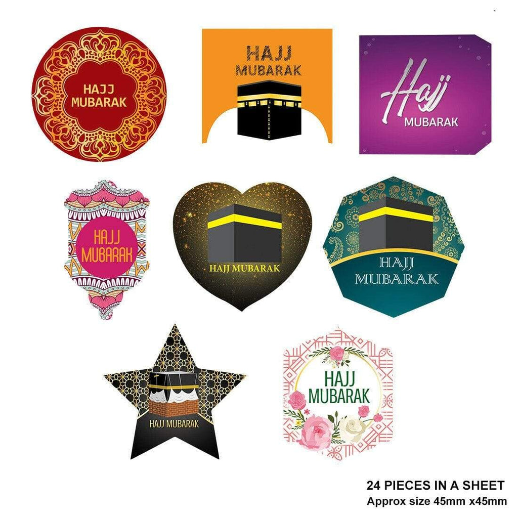 Hajj Umrah Mubarak Celebration Stickers Gift Bags Bottles Partys 12 OR 24 S-1