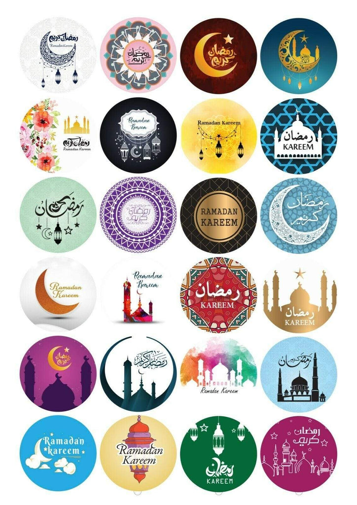 Ramadan Kareem Fasting Celebration Stickers Gift Bags Bottles Partys 12 OR 24 S3
