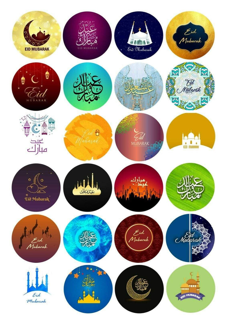 Eid Mubarak Celebration Stickers Gift Bags Bottles Partys 12 OR 24 Style 10