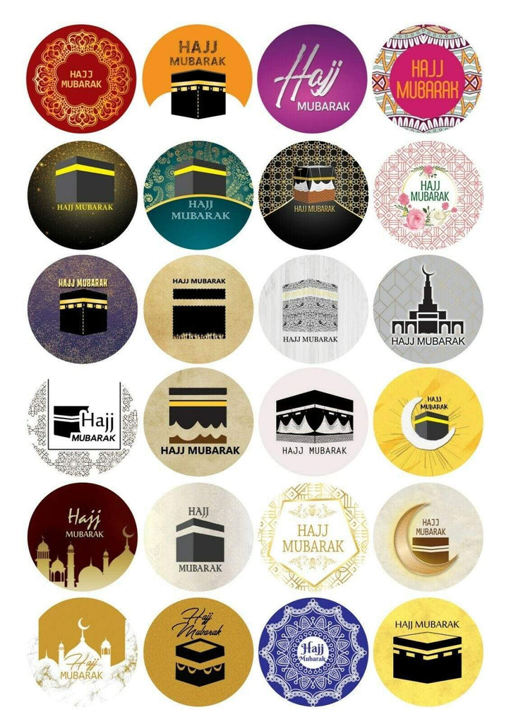Hajj Umrah Mubarak Celebration Stickers Gift Bags Bottles Partys 12 OR 24 S-1