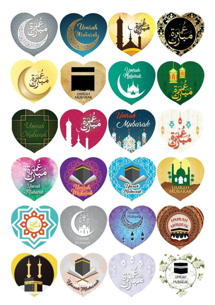 Umrah Hajj Mubarak Celebration Stickers Gift Bags Bottles Partys 12 OR 24 S-1