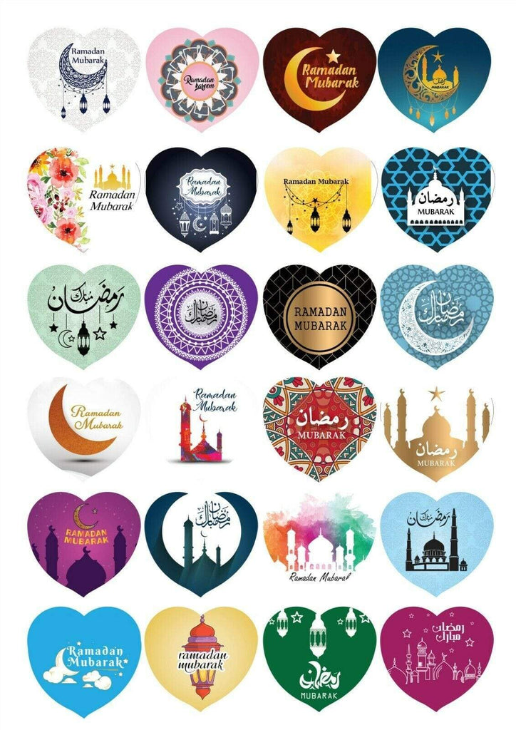 Ramadan Mubarak Celebration Stickers Gift Bags Bottles Partys 12 OR 24 S-2