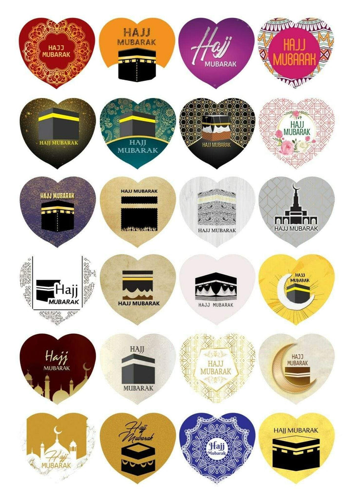 Hajj Umrah Mubarak Celebration Stickers Gift Bags Bottles Partys 12 OR 24 S-1