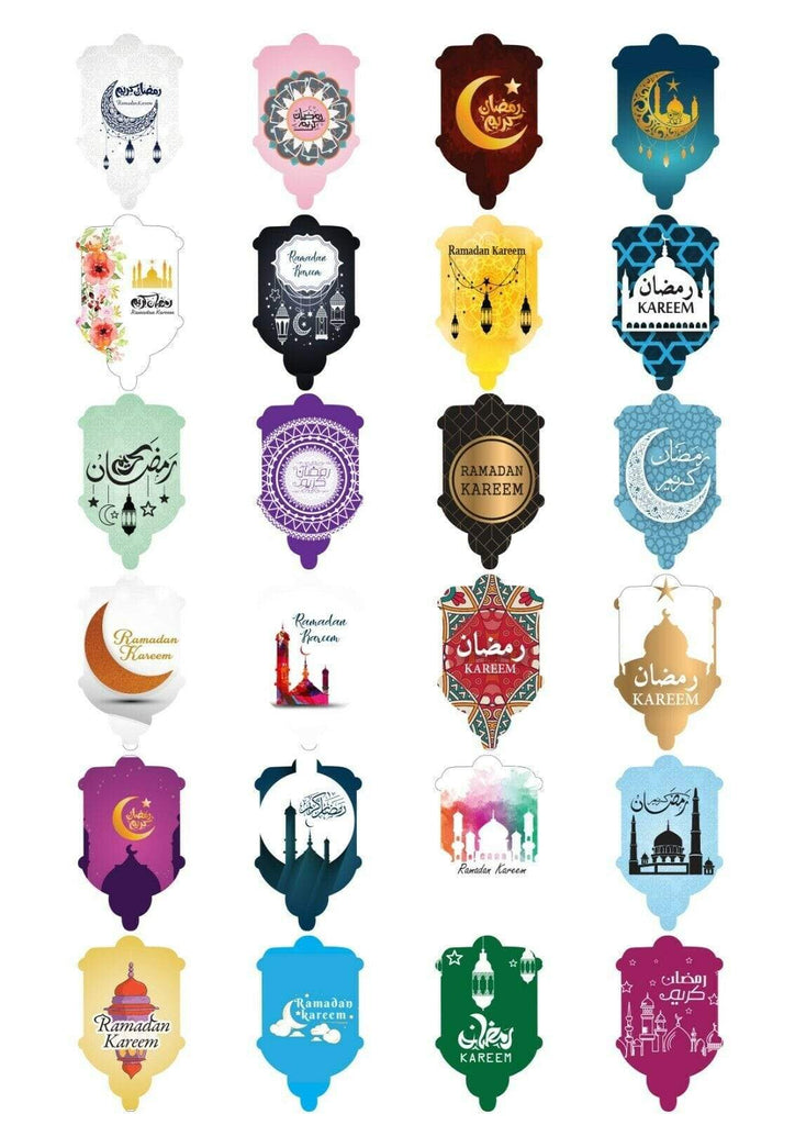 Ramadan Kareem Fasting Celebration Stickers Gift Bags Bottles Partys 12 OR 24 S3