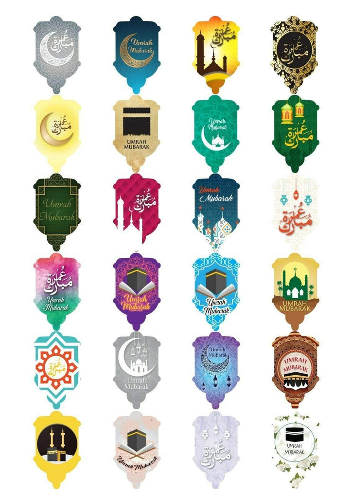 Umrah Hajj Mubarak Celebration Stickers Gift Bags Bottles Partys 12 OR 24 S-1