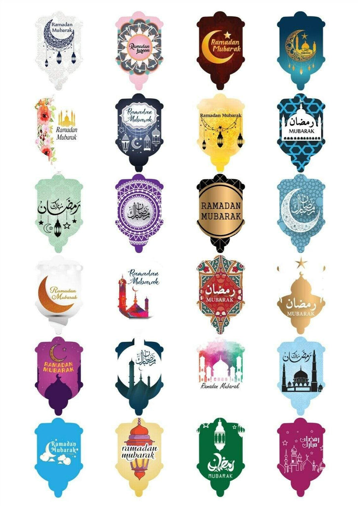 Ramadan Mubarak Celebration Stickers Gift Bags Bottles Partys 12 OR 24 S-2