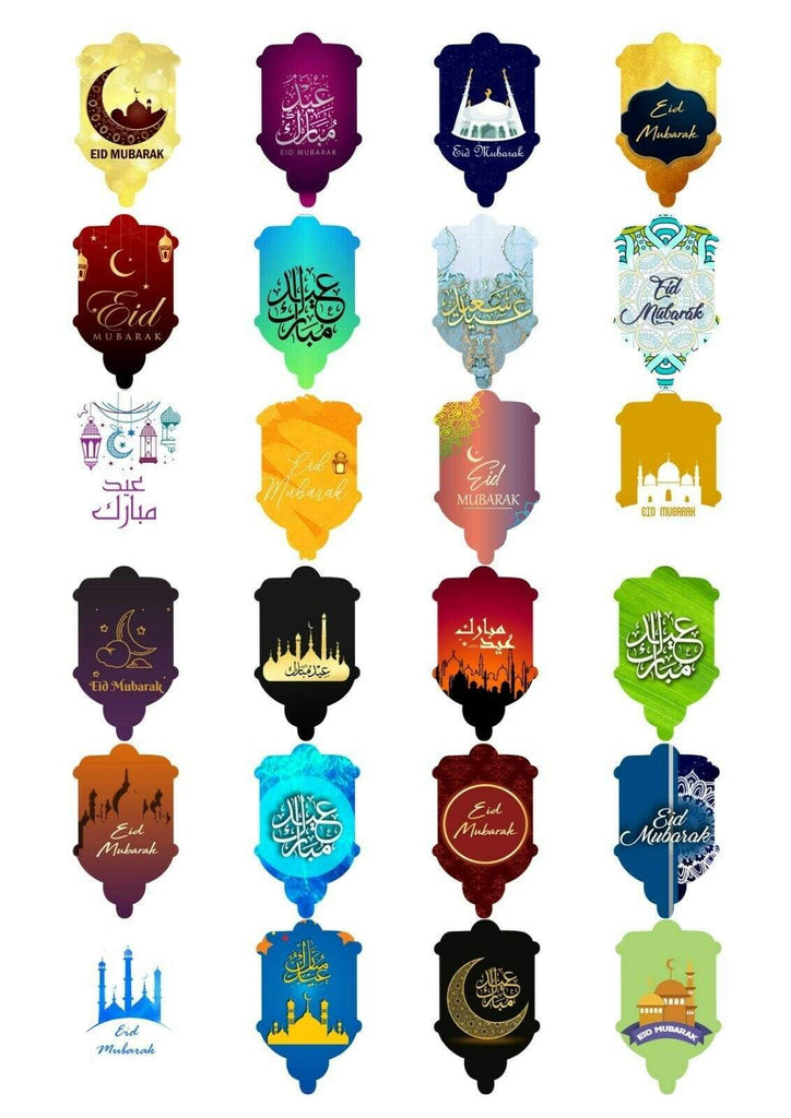 Eid Mubarak Celebration Stickers Gift Bags Bottles Partys 12 OR 24 Style 10