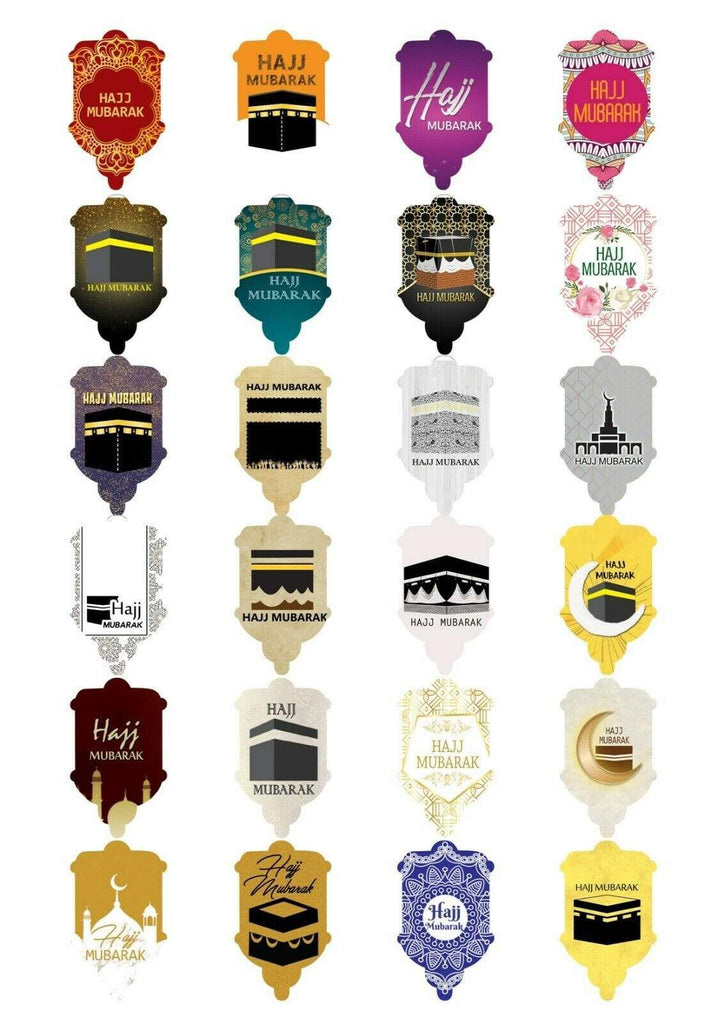 Hajj Umrah Mubarak Celebration Stickers Gift Bags Bottles Partys 12 OR 24 S-1