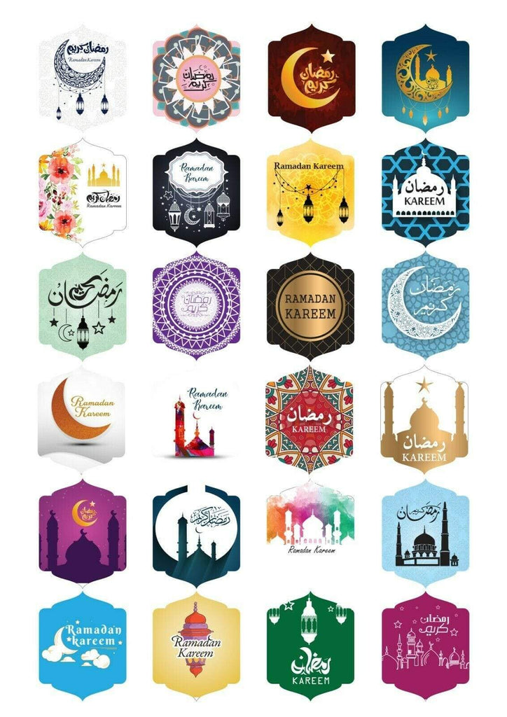 Ramadan Kareem Fasting Celebration Stickers Gift Bags Bottles Partys 12 OR 24 S3