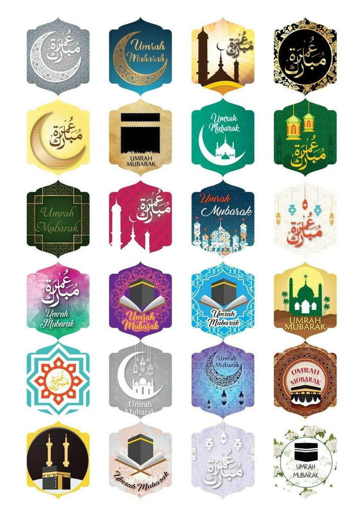 Umrah Hajj Mubarak Celebration Stickers Gift Bags Bottles Partys 12 OR 24 S-1