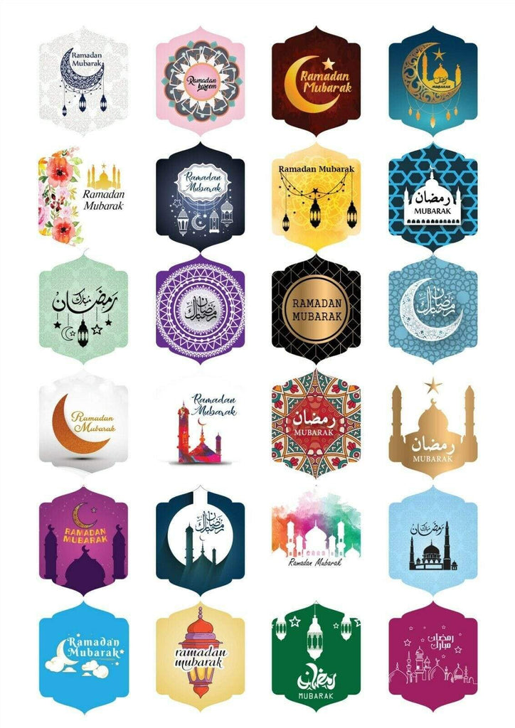 Ramadan Mubarak Celebration Stickers Gift Bags Bottles Partys 12 OR 24 S-2