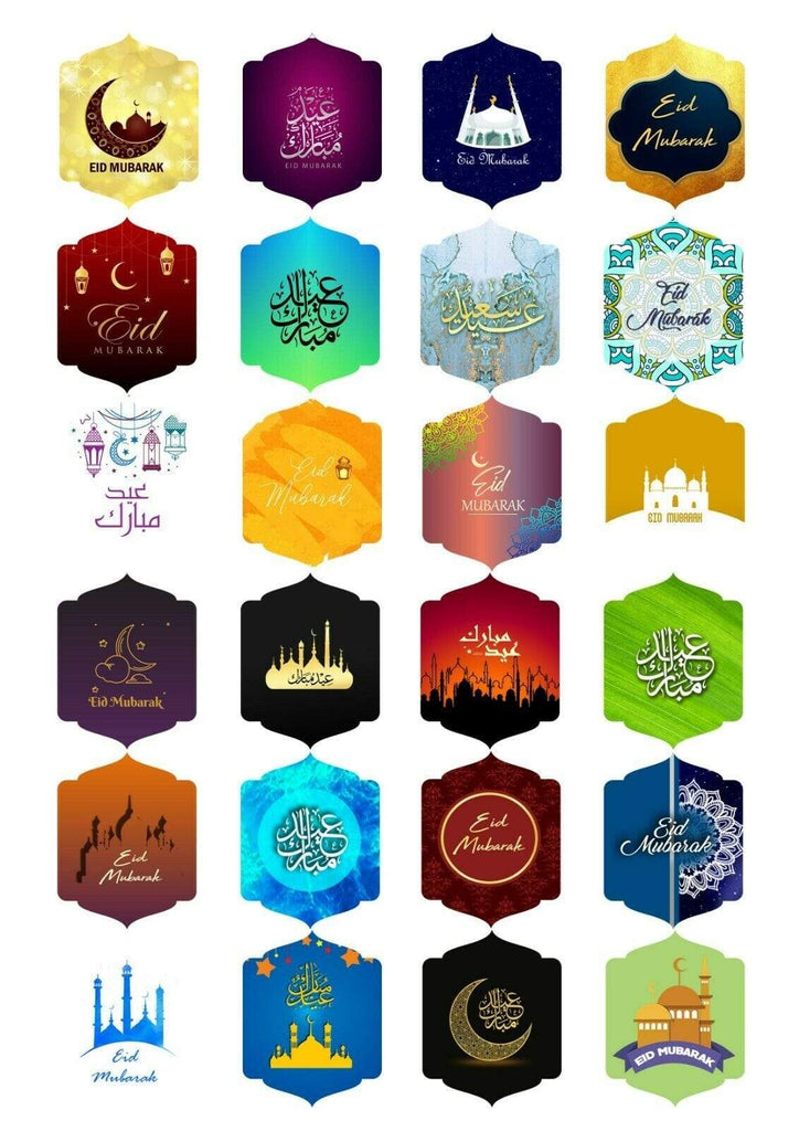 Eid Mubarak Celebration Stickers Gift Bags Bottles Partys 12 OR 24 Style 10