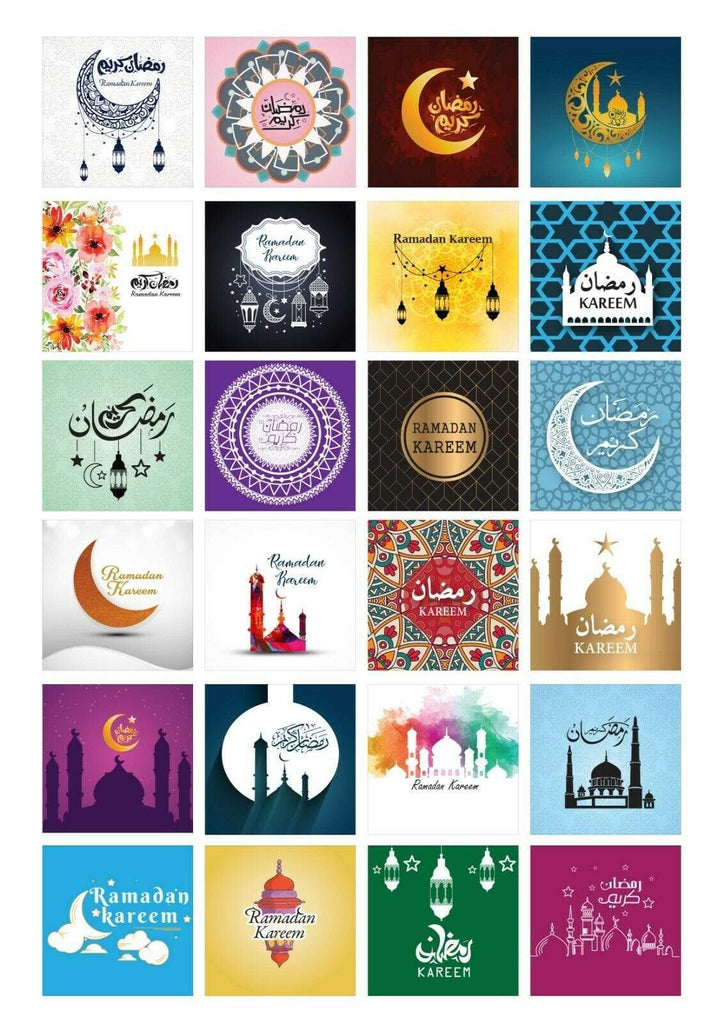 Ramadan Kareem Fasting Celebration Stickers Gift Bags Bottles Partys 12 OR 24 S3