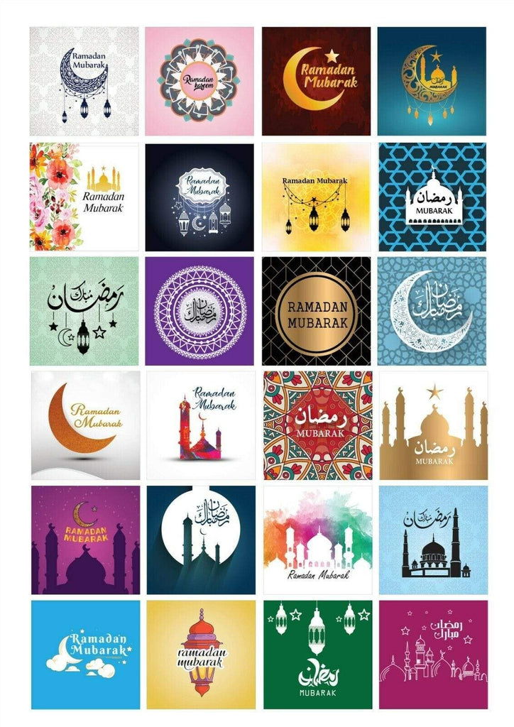 Ramadan Mubarak Celebration Stickers Gift Bags Bottles Partys 12 OR 24 S-2