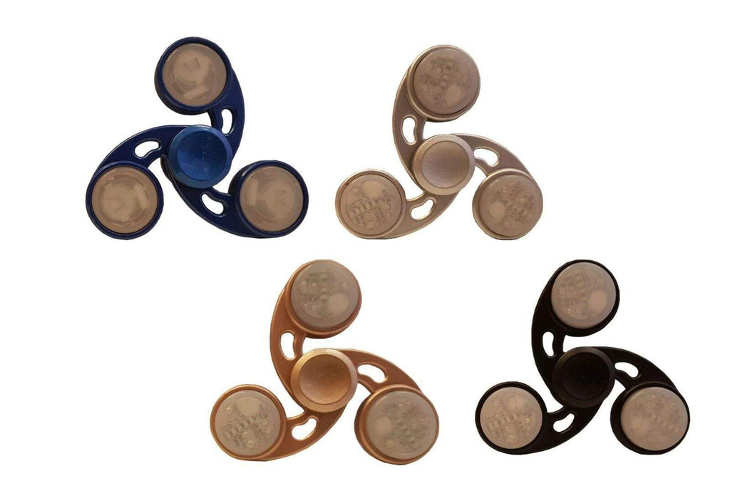 Light Up Fidget Spinner Set Toy Game Set Of 4 Colours Gold Blue Silver Black