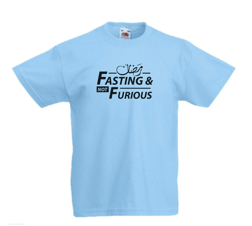 Fasting & Not Furious Ramadan Muslim Boys Girls Kids Top T Shirts Age 3-13 Years