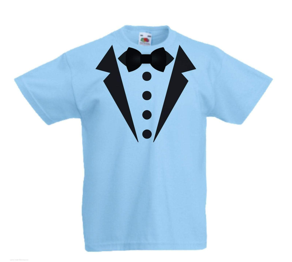 Tuxedo 4 Fancy Dress Halloween Cool Boys Girls Kids Top T Shirts Age 3-13 Years