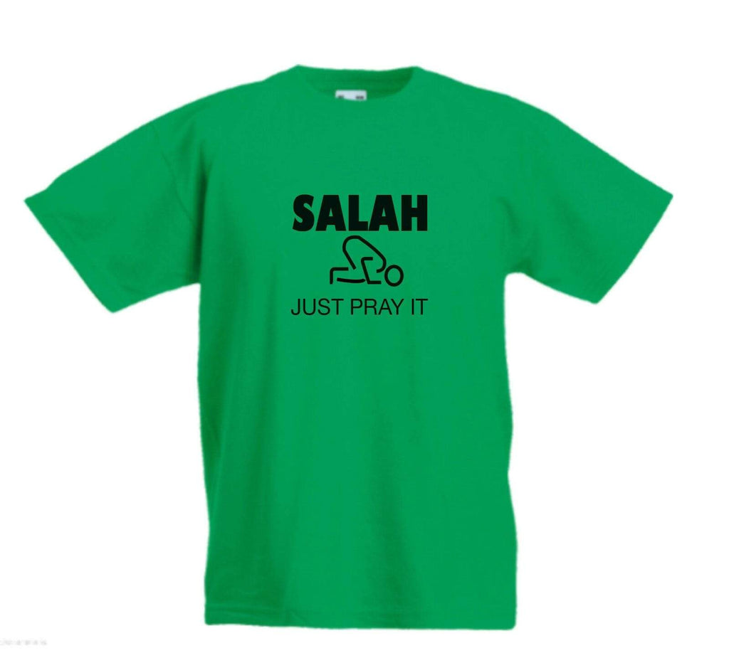 Salah Just Pray It Islamic Ramadan Boys Girls Kids Top T Shirts Age 3-13 Years