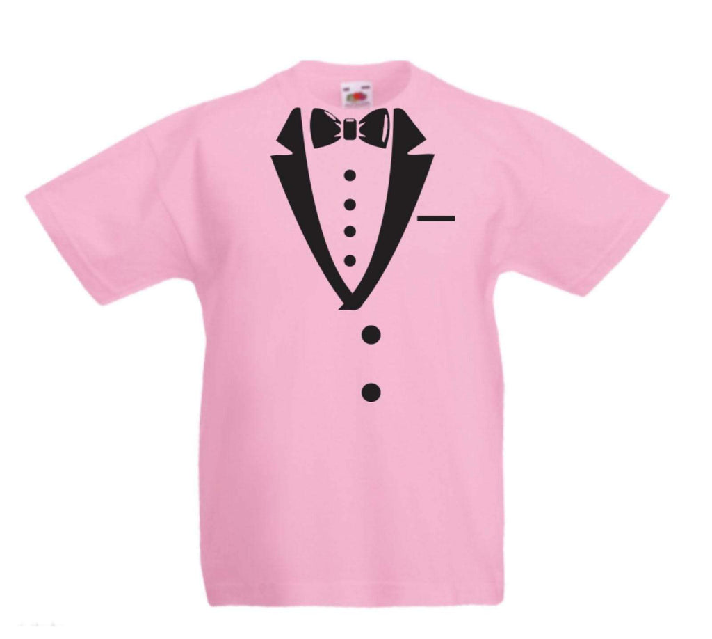 Tuxedo 2 Fancy Dress Halloween Cool Boys Girls Kids Top T Shirts Age 3-13 Years