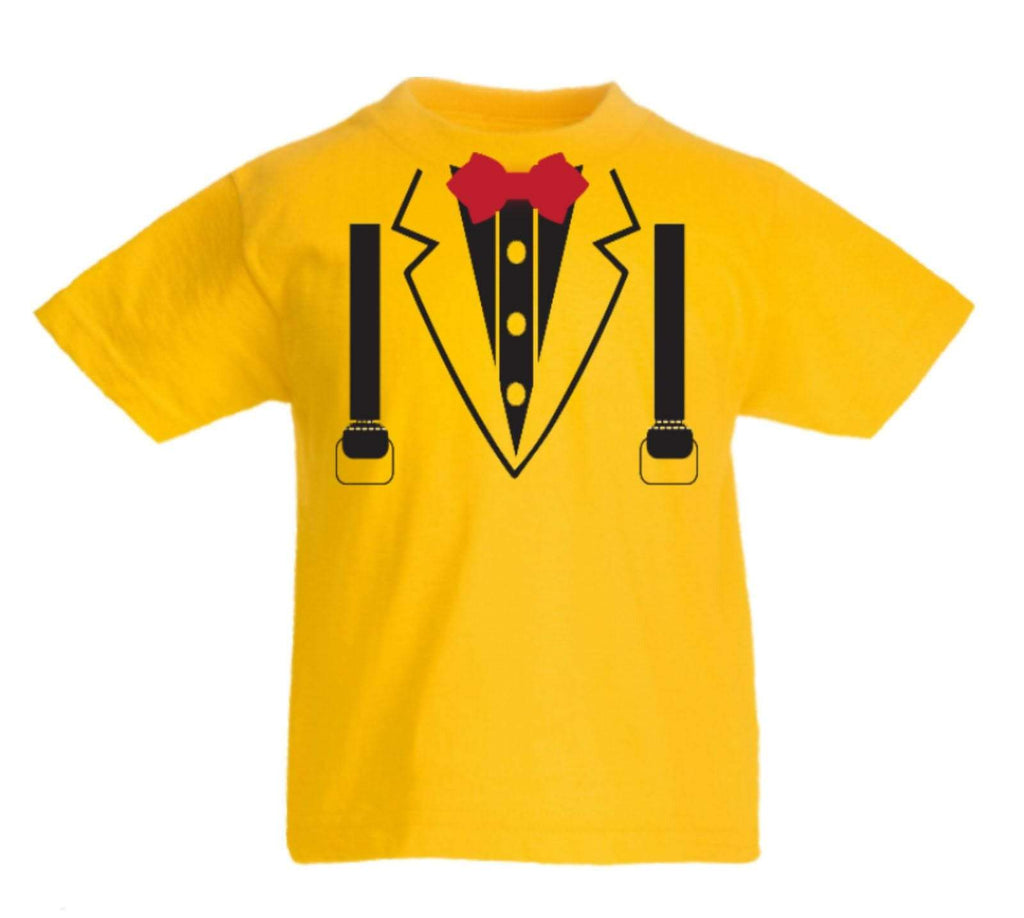 Tuxedo 1 Fancy Dress Halloween Cool Boys Girls Kids Top T Shirts Age 3-13 Years