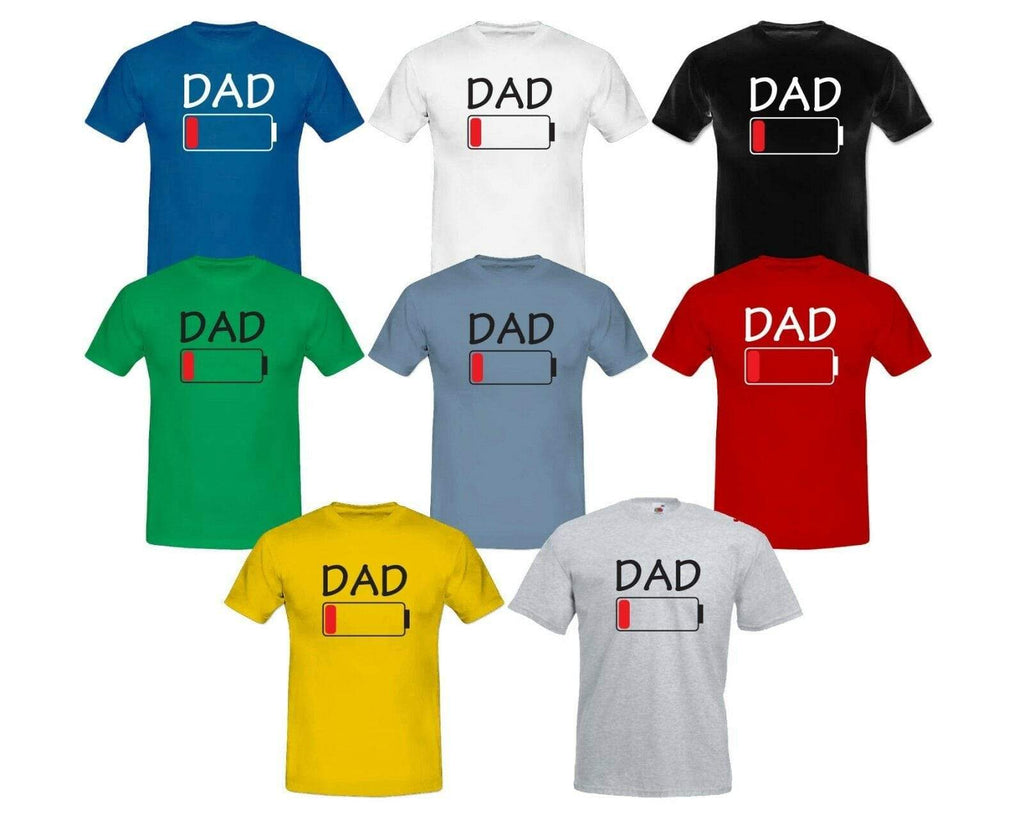 Dad Battery Low Funny Humours Fathers Day Dad Daddy T-Shirts S-XXL Perfect Gift