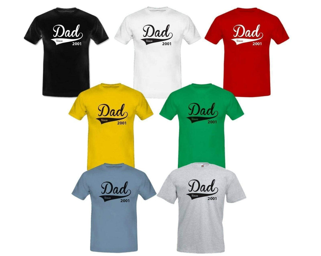Dad Since 2001 Cute Funny Father Pops Daddy T-Shirts S-XXL Perfect Gift Present