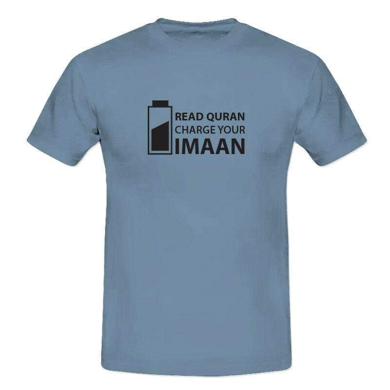 Read Quran Charge Your Imaan Islamic Remembrance T-Shirts S-XXL Perfect Gift