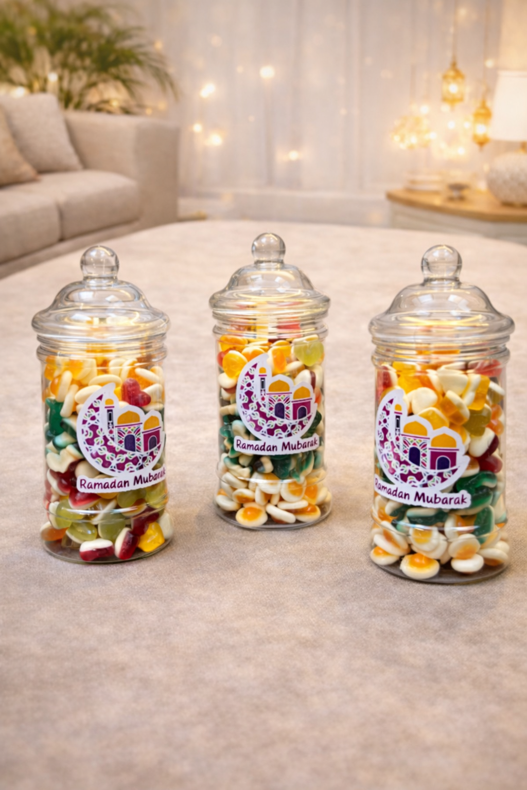 Ramadan Mubarak Sweet Jar for Kids, Assorted Candy Treat Gift