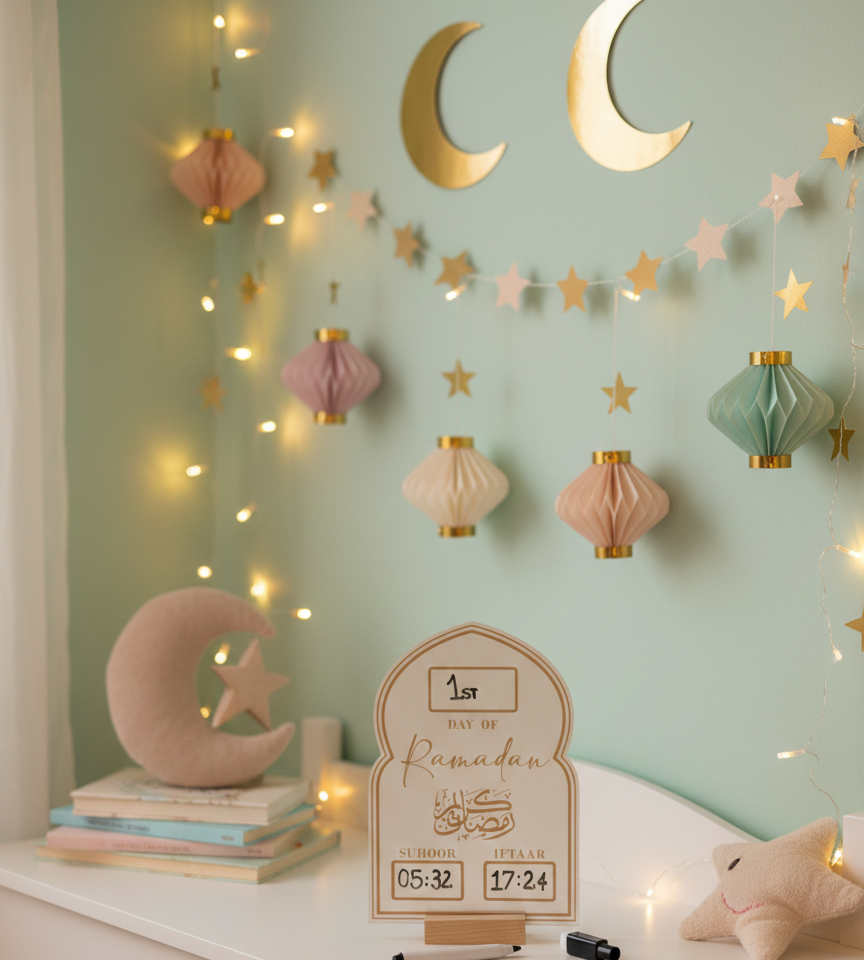 Ramadan Countdown & Suhoor/Iftar Time Board – Reusable Kids Ramadan Display